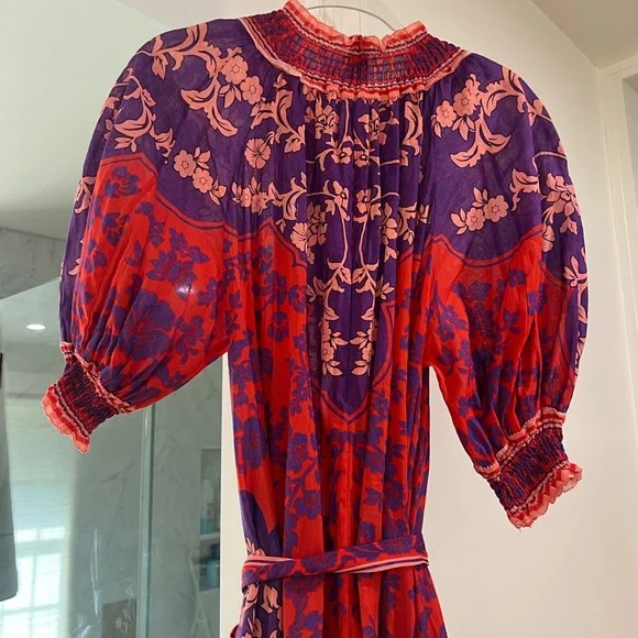 Elegant Purple and Red Floral Dress - Picture 6 of 8